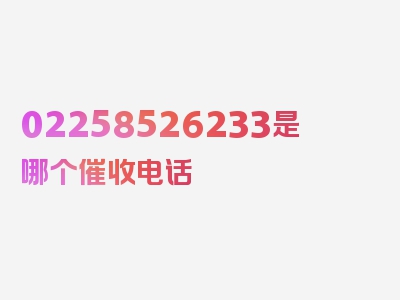 02258526233是哪个催收电话