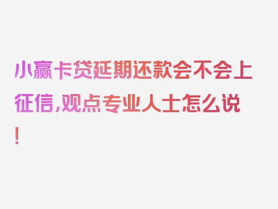 小赢卡贷延期还款会不会上征信，观点专业人士怎么说！