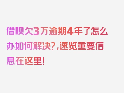 借呗欠3万逾期4年了怎么办如何解决?，速览重要信息在这里！