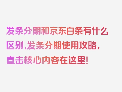 发条分期和京东白条有什么区别,发条分期使用攻略，直击核心内容在这里！