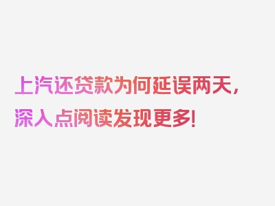 上汽还贷款为何延误两天，深入点阅读发现更多！