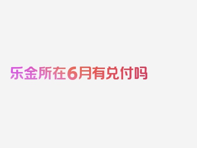 乐金所在6月有兑付吗