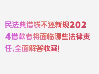 民法典借钱不还新规2024借款者将面临哪些法律责任,全面解答收藏！