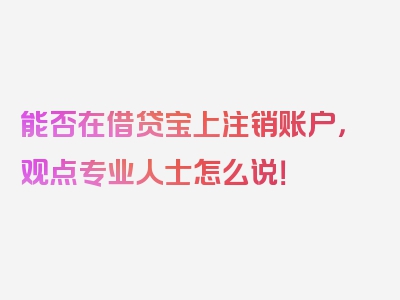 能否在借贷宝上注销账户，观点专业人士怎么说！