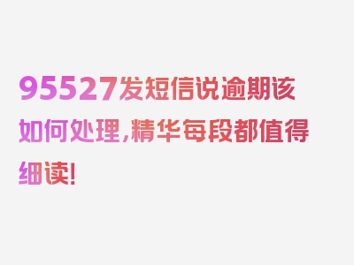 95527发短信说逾期该如何处理，精华每段都值得细读！