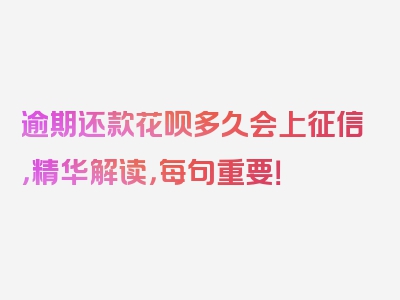 逾期还款花呗多久会上征信，精华解读，每句重要！