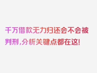 千万借款无力归还会不会被判刑，分析关键点都在这！