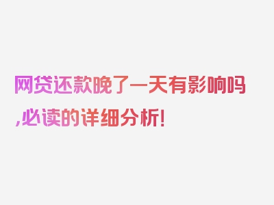 网贷还款晚了一天有影响吗，必读的详细分析！