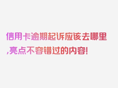 信用卡逾期起诉应该去哪里，亮点不容错过的内容！