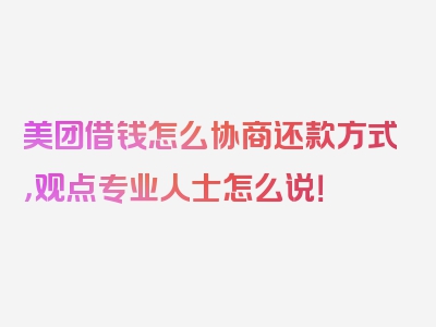 美团借钱怎么协商还款方式，观点专业人士怎么说！