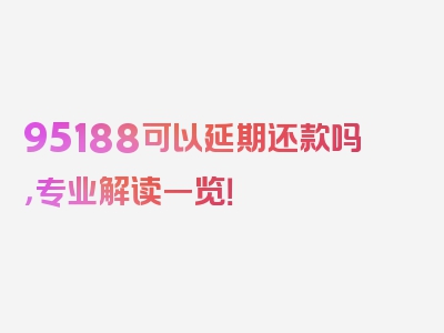 95188可以延期还款吗，专业解读一览！