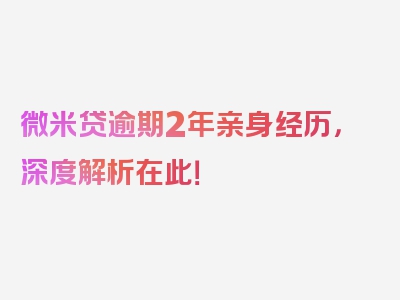 微米贷逾期2年亲身经历，深度解析在此！