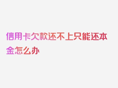 信用卡欠款还不上只能还本金怎么办