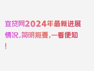 宜贷网2024年最新进展情况，简明扼要，一看便知！