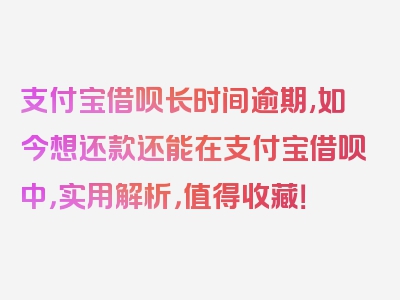 支付宝借呗长时间逾期,如今想还款还能在支付宝借呗中，实用解析，值得收藏！