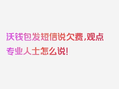 沃钱包发短信说欠费，观点专业人士怎么说！