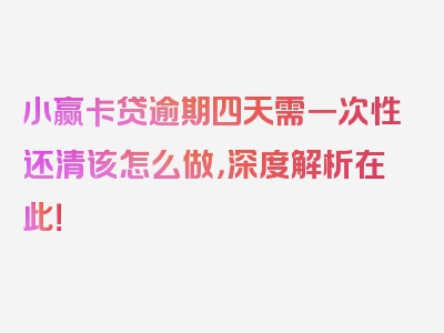 小赢卡贷逾期四天需一次性还清该怎么做，深度解析在此！