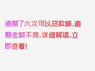 逾期了六次可以贷款嘛,逾期金额不高，详细解读，立即查看！