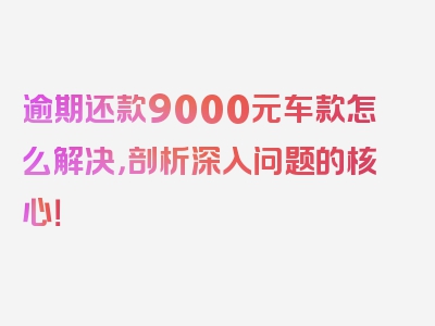 逾期还款9000元车款怎么解决，剖析深入问题的核心！