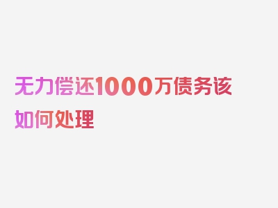 无力偿还1000万债务该如何处理