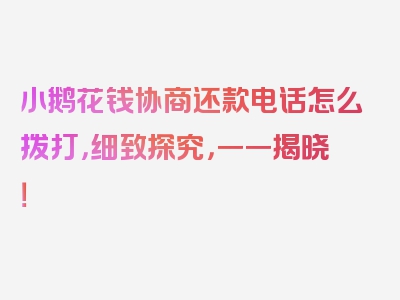 小鹅花钱协商还款电话怎么拨打，细致探究，一一揭晓！