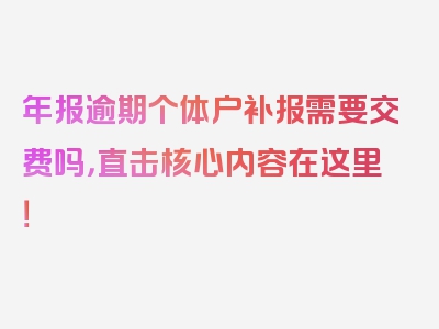 年报逾期个体户补报需要交费吗，直击核心内容在这里！