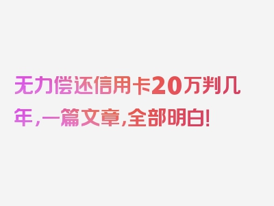 无力偿还信用卡20万判几年，一篇文章，全部明白！