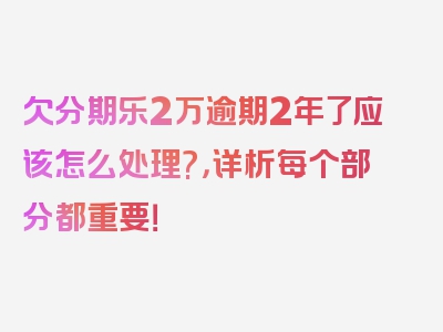 欠分期乐2万逾期2年了应该怎么处理?，详析每个部分都重要！