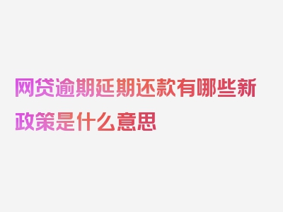 网贷逾期延期还款有哪些新政策是什么意思