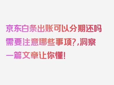 京东白条出账可以分期还吗需要注意哪些事项?，洞察一篇文章让你懂！