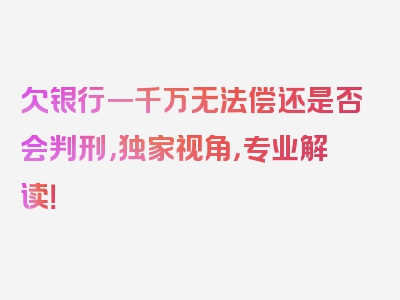 欠银行一千万无法偿还是否会判刑，独家视角，专业解读！