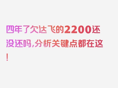 四年了欠达飞的2200还没还吗，分析关键点都在这！