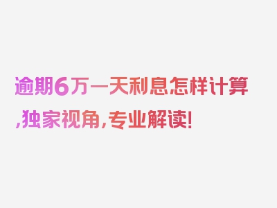 逾期6万一天利息怎样计算，独家视角，专业解读！