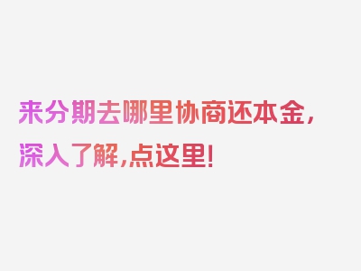 来分期去哪里协商还本金，深入了解，点这里！