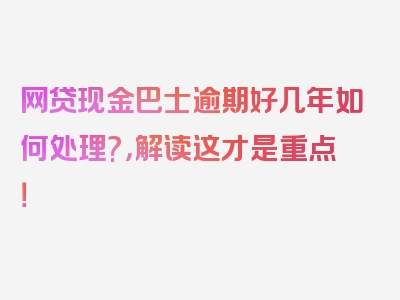 网贷现金巴士逾期好几年如何处理?，解读这才是重点！