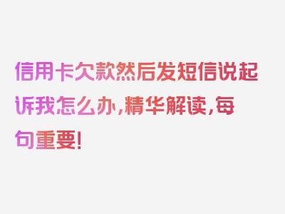 信用卡欠款然后发短信说起诉我怎么办，精华解读，每句重要！