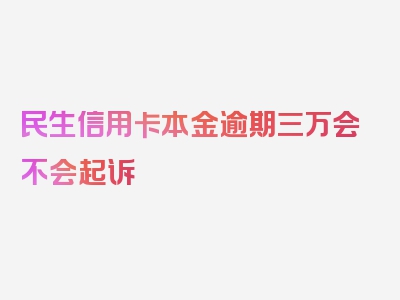 民生信用卡本金逾期三万会不会起诉