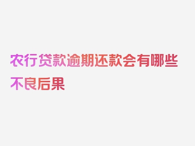 农行贷款逾期还款会有哪些不良后果