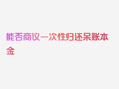 能否商议一次性归还呆账本金