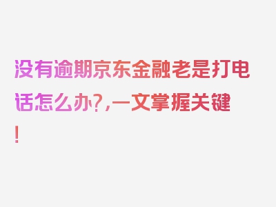 没有逾期京东金融老是打电话怎么办?，一文掌握关键！