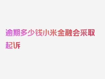 逾期多少钱小米金融会采取起诉