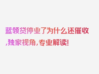 蓝领贷停业了为什么还催收，独家视角，专业解读！