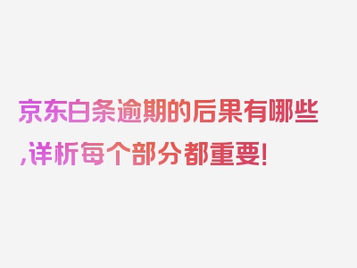 京东白条逾期的后果有哪些，详析每个部分都重要！