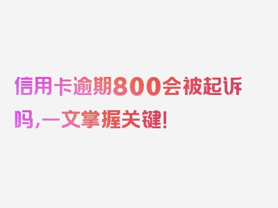 信用卡逾期800会被起诉吗，一文掌握关键！