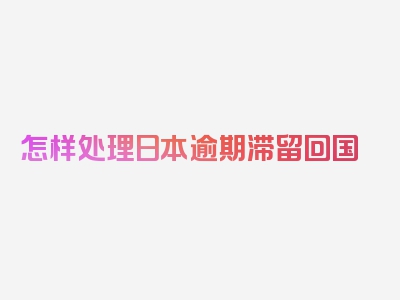 怎样处理日本逾期滞留回国