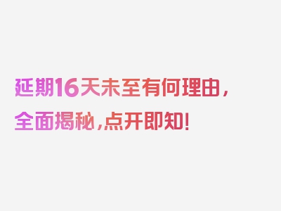 延期16天未至有何理由，全面揭秘，点开即知！