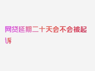 网贷延期二十天会不会被起诉