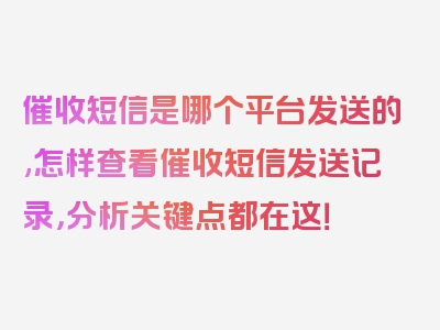 催收短信是哪个平台发送的,怎样查看催收短信发送记录，分析关键点都在这！