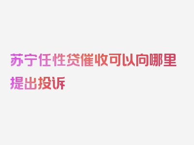 苏宁任性贷催收可以向哪里提出投诉