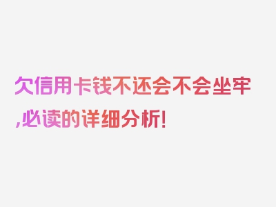 欠信用卡钱不还会不会坐牢，必读的详细分析！